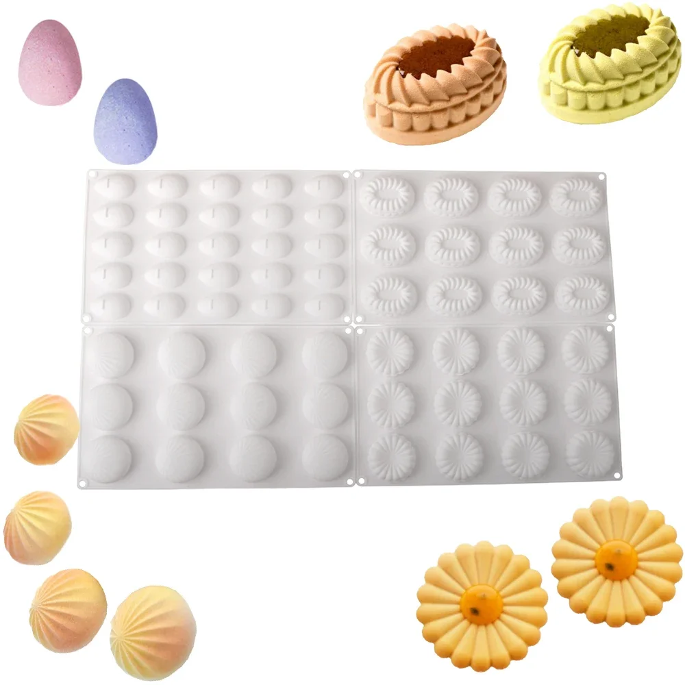 Colorful Wave Ball Daisy Cream Lace Semi-3D Egg Mousse Cake Silicone Mold Chocolate French Pastry Baking Mold