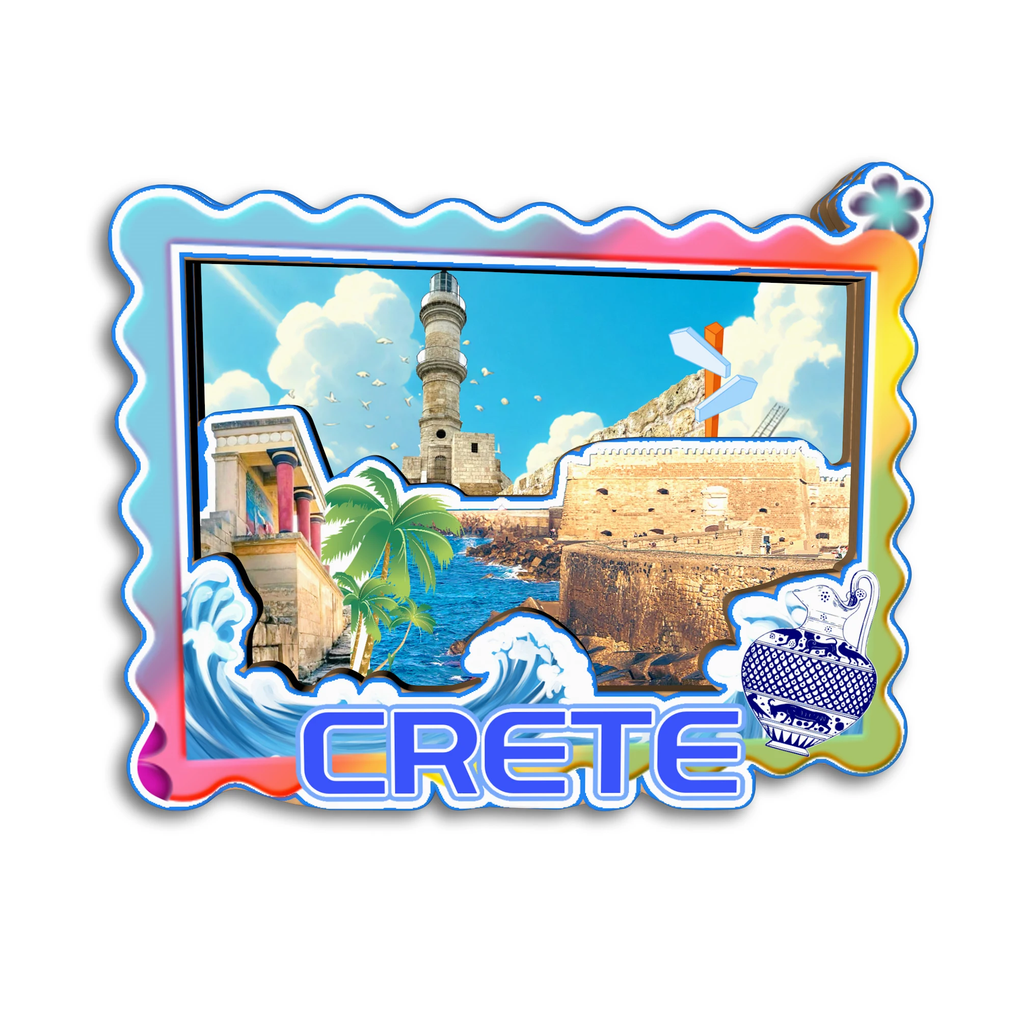 كريت كوس اليونان مغناطيس الثلاجة ثلاثية الأبعاد هدايا تذكارية للسفر هدايا حرفية خشبية #5