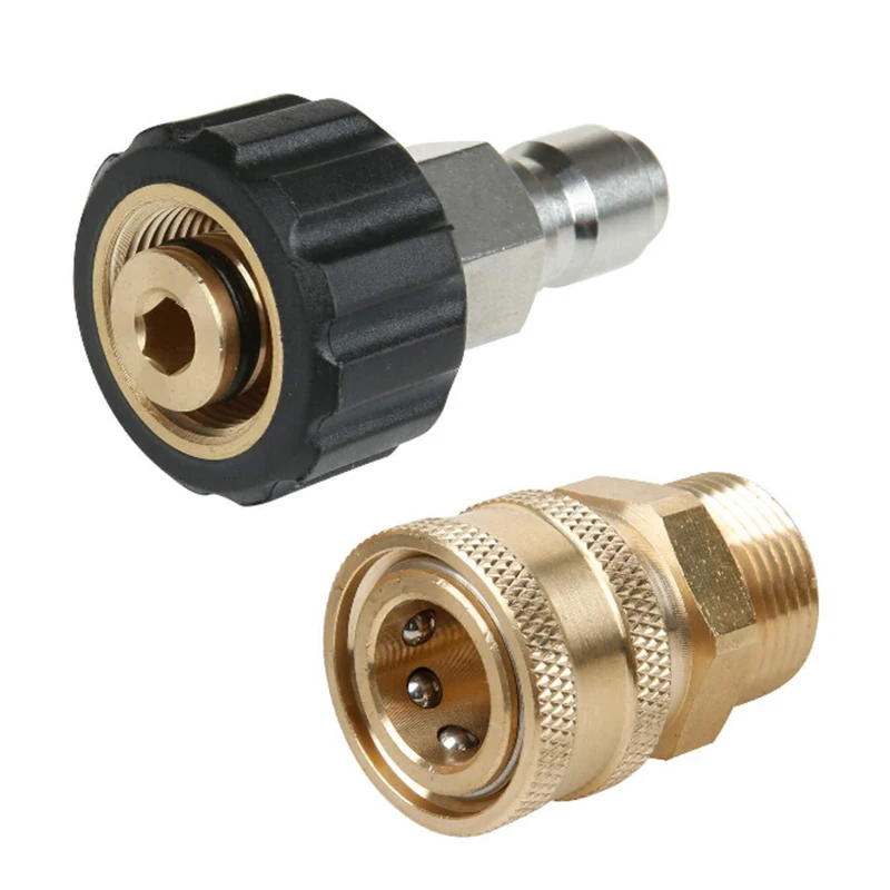 

Quick Connect Adapter Set for Pressure Washer M22 15mm Couplers at 5000 PSI for Easy Hose and Lance Connection