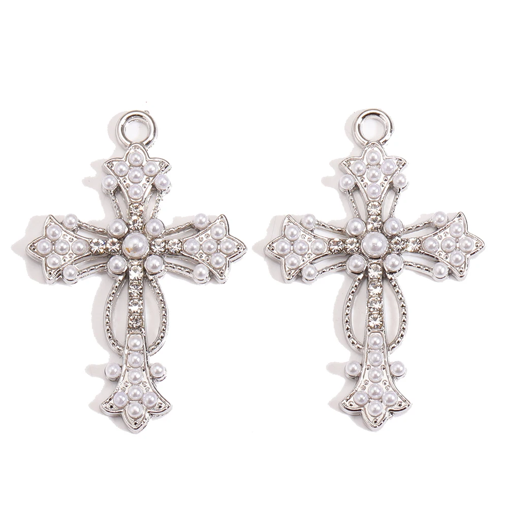 Peixin 10 Stück elegante Kreuz-Charms, Strasssteine, christlicher Schmuck für Mode, Halskette, Ohrringe, Schlüsselanhänger, DIY handgefertigte Anhänger – Detail 8
