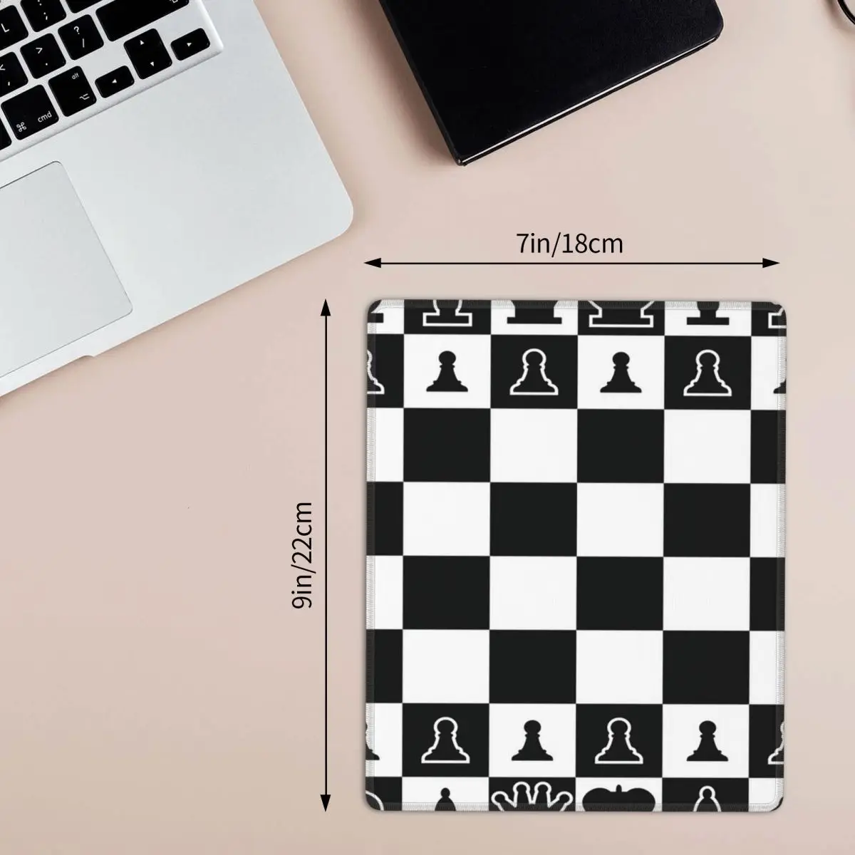 Chess Board Black And White Grid Checkered 7x9 in 22x18 cm Mouse Pad Computer Keyboard Mouse Mat Gaming PC Laptop Desk Mat