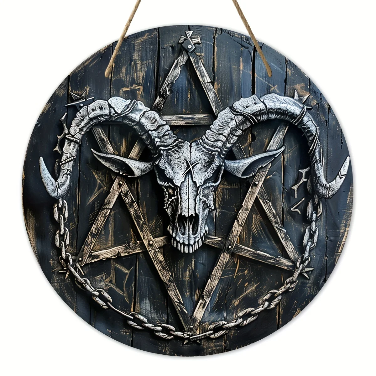 Rustic 3D Goat Skull,Pentagram Acrylic Sign,Mystical Symbolic Wall Art,Man Cave,Illuminati Ornament,Home,Party Festive Decor