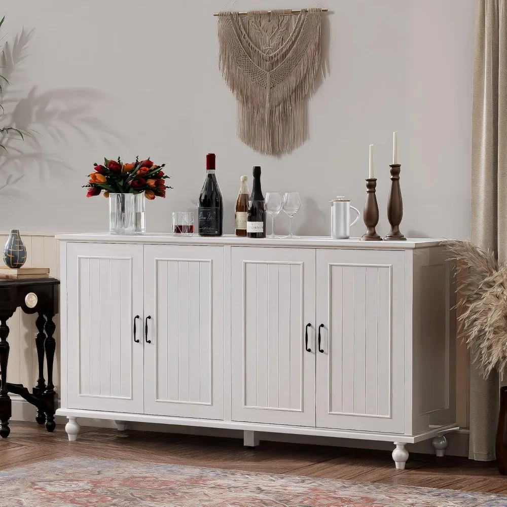 Armário de bar de café de 62 polegadas com armazenamento para buffet de cozinha e sala de jantar