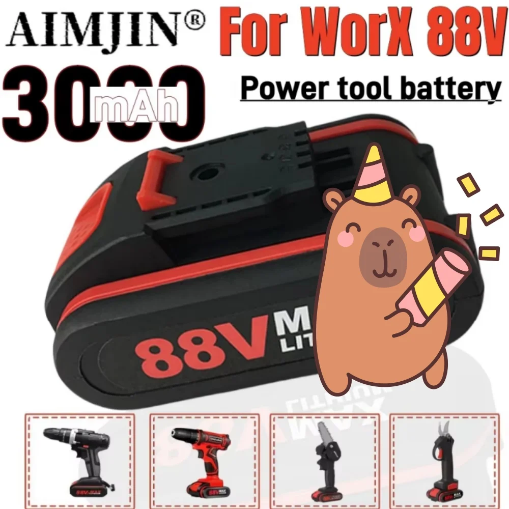 100% New 3000mAh 88V 18650 Power Tool Battery for Wicks 18V Replacement Lithium Battery Wireless Wrench Mini Chain Saw Drill