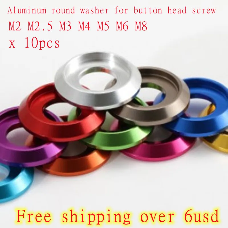 10pcs M2 M2.5 M3 m4  m5 m6 m8 colourful Aluminum cup head round washer for button head screw