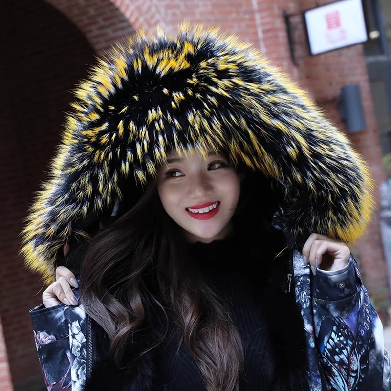 

Real fur collar raccoon super big fluffy clothes hat section pike overcomes the fur collar versatile woman