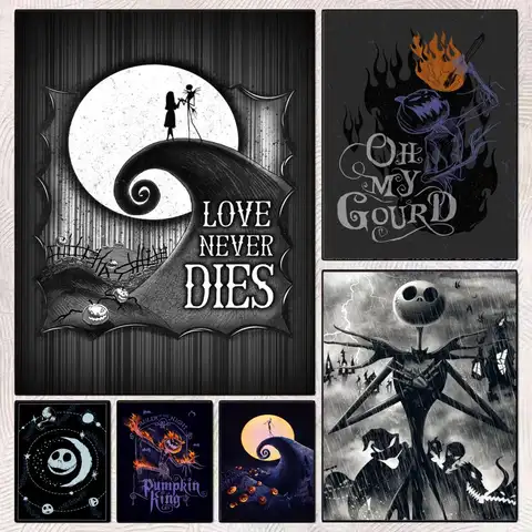 MINISO Nightmare Before Christmas Poster Removable Wall Sticker Self Adhesive Mural Home Office Living Dining Room Wall Decor