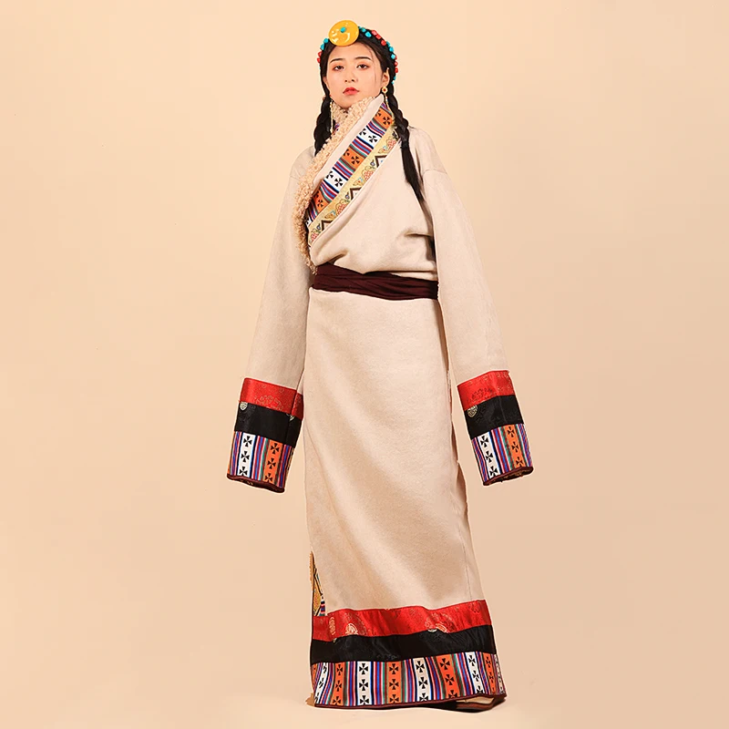 Autumn Winter Tibet Ethnic Clothing women Plush thickened traditional Lhasa national feature clothes retro style Tibetan robe