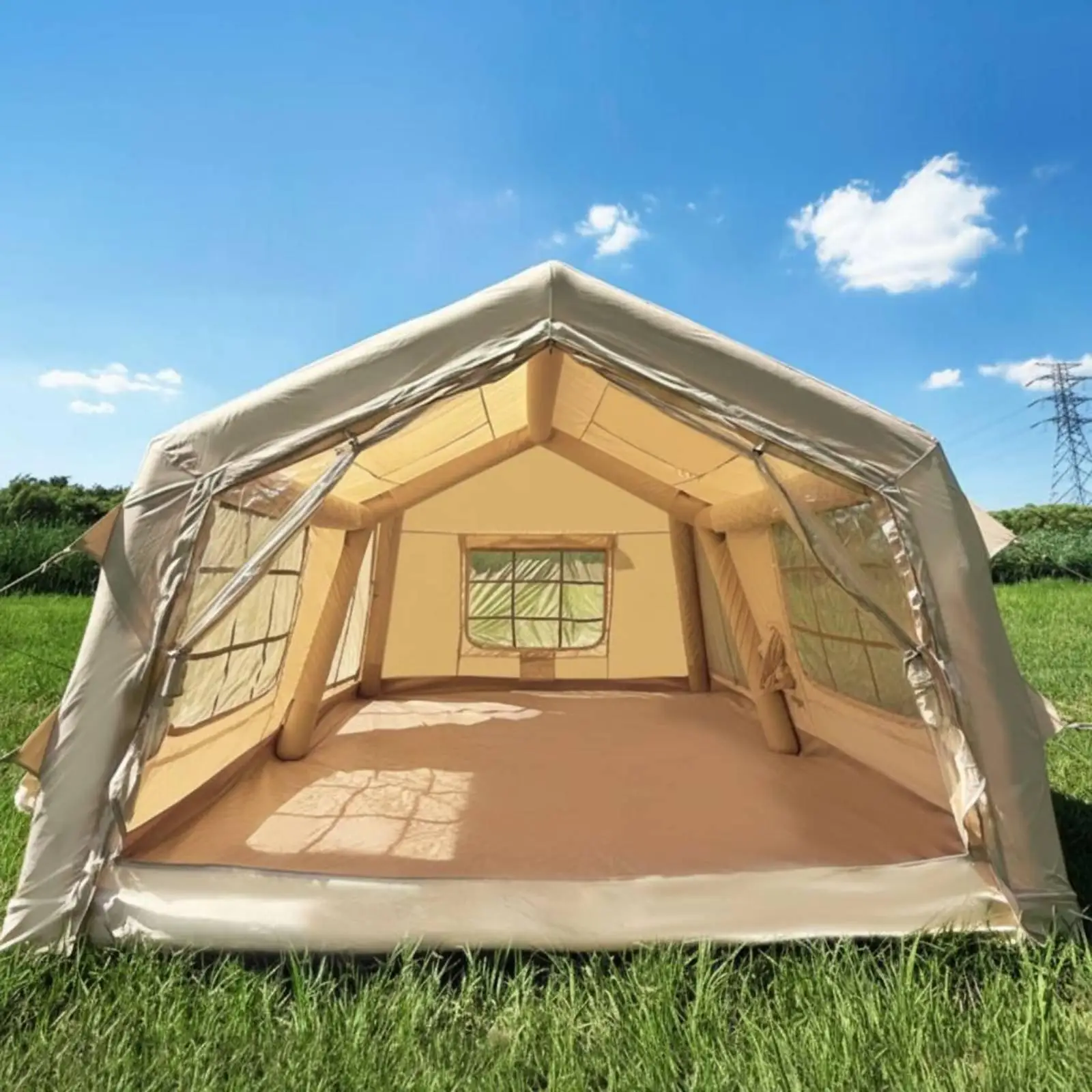 Family Tent Outdoor Inflatable Air Beam Spacious 4 to 5 Person Waterproof Shelter for Comfort Camping