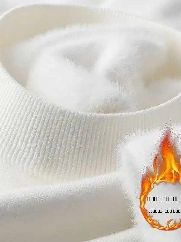 

Men's Thiened Fce f-High Collar Knitted Sweater Busin Sle Winter Warm Slim Fit Long Sve Crew Ne Base irt