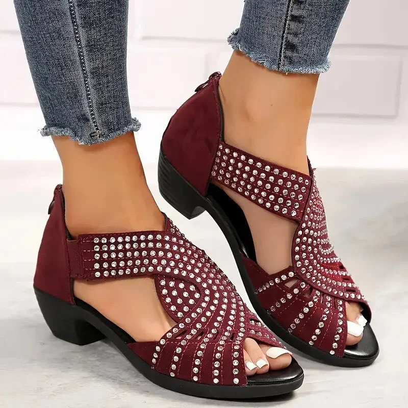Damen Tanzschuhe Fischmaul High Heels Strass-Sandalen Europäisch-Amerikanischer Stil Bühnenauftritt Party Tanzschuhe – Detail 6