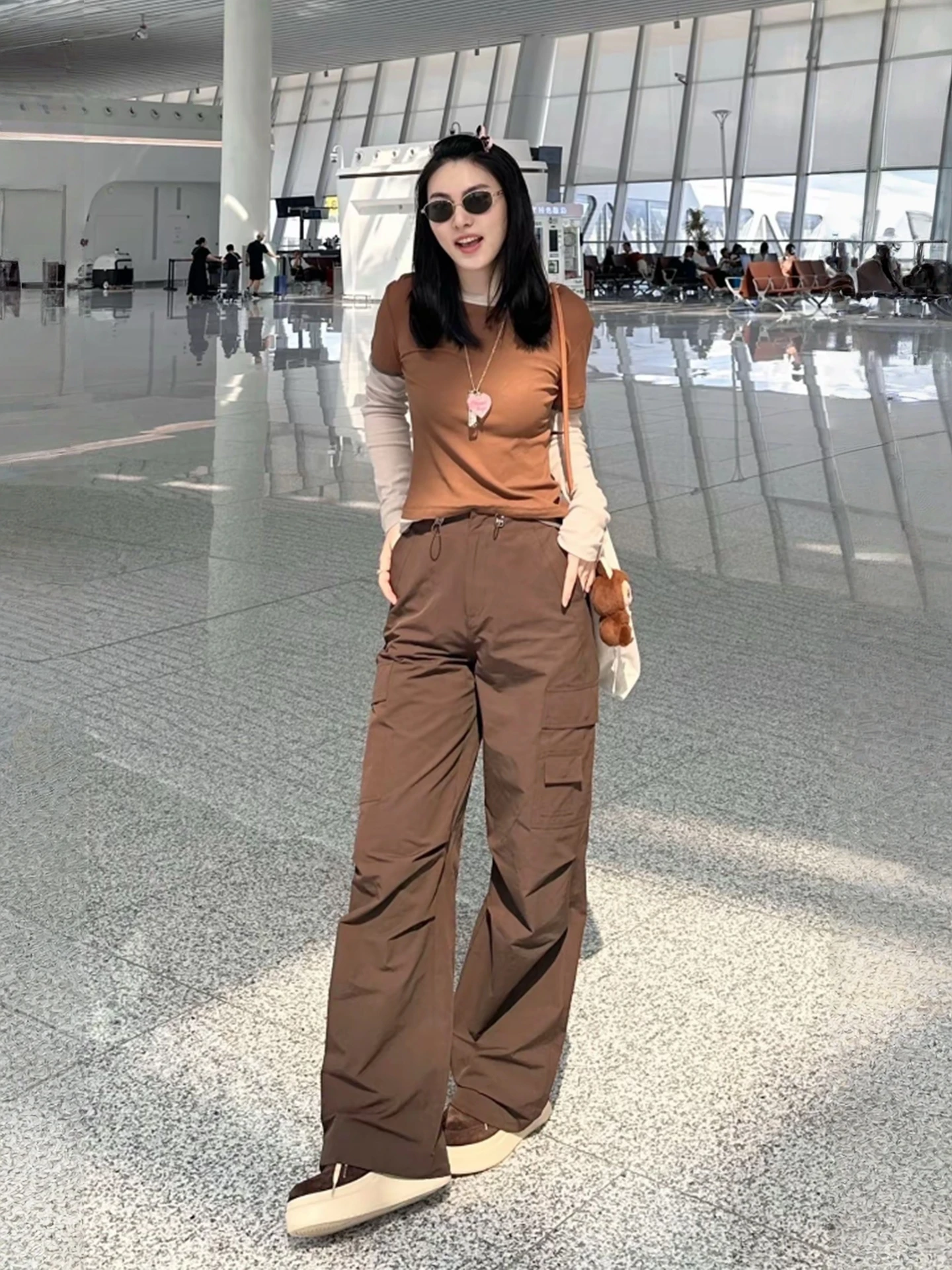 

American Retro High Waist Wide Leg Casual Pants Multi ket Dstring Loose Cotton Trousers for Women Daily Wear