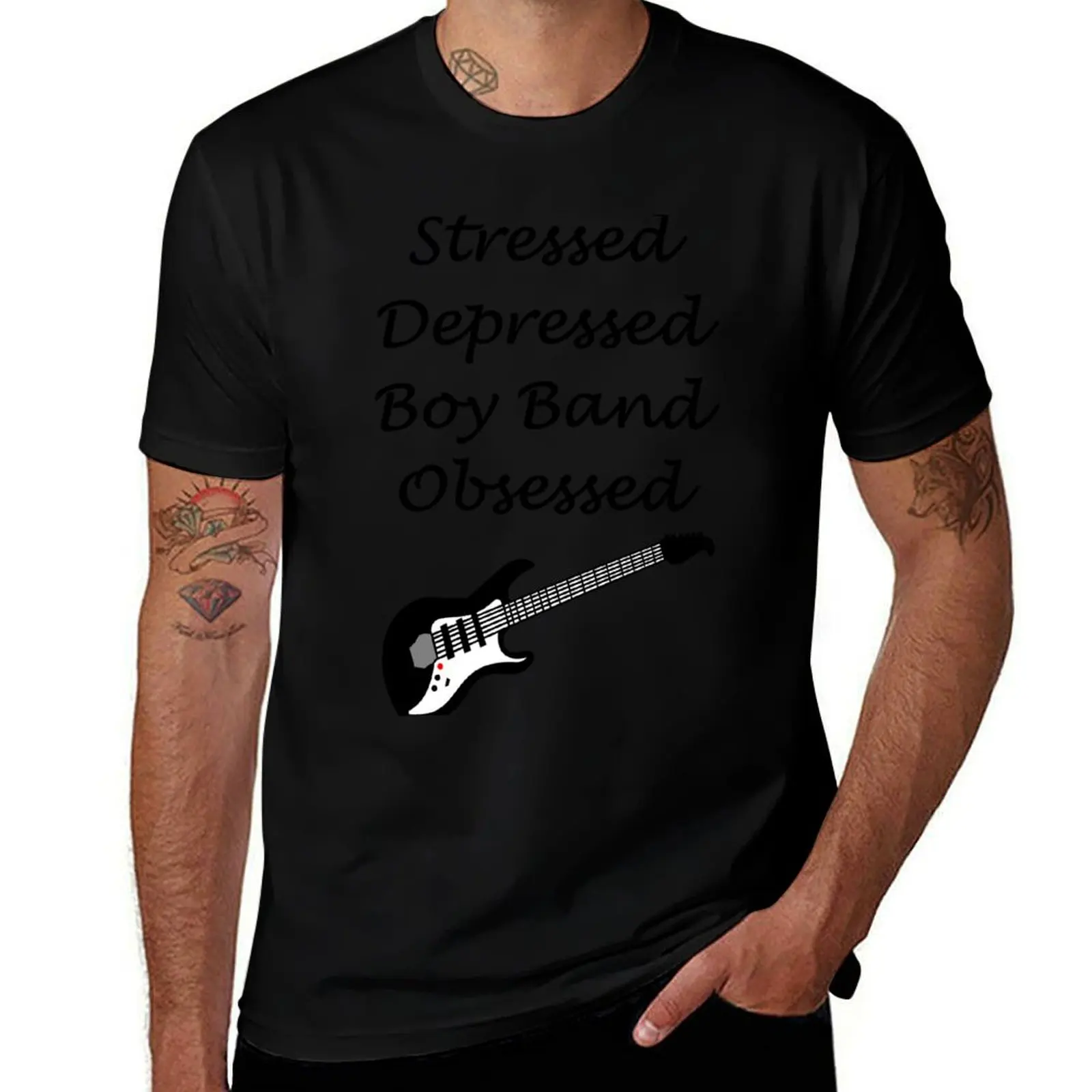 

Stressed Depressed Boy Band Obsessed T-Shirt graphic t shirt vintage graphic tee shirt mens cotton t shirts