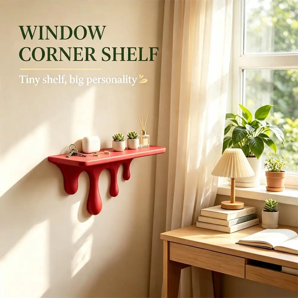 3D Printed Drip Floating Shelf Wall-Mounted Plastic Melting Wall Shelf Irregular Shape Artistic Decorative Wall Bracket