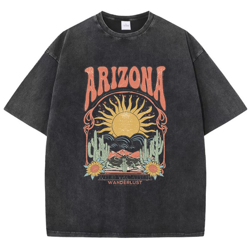 Fashion Women Cotton Washed T-Shirt Beautiful Arizona Wildlife Vacation Invites You Print Tops Casual Loose Tees Vintage Clothes