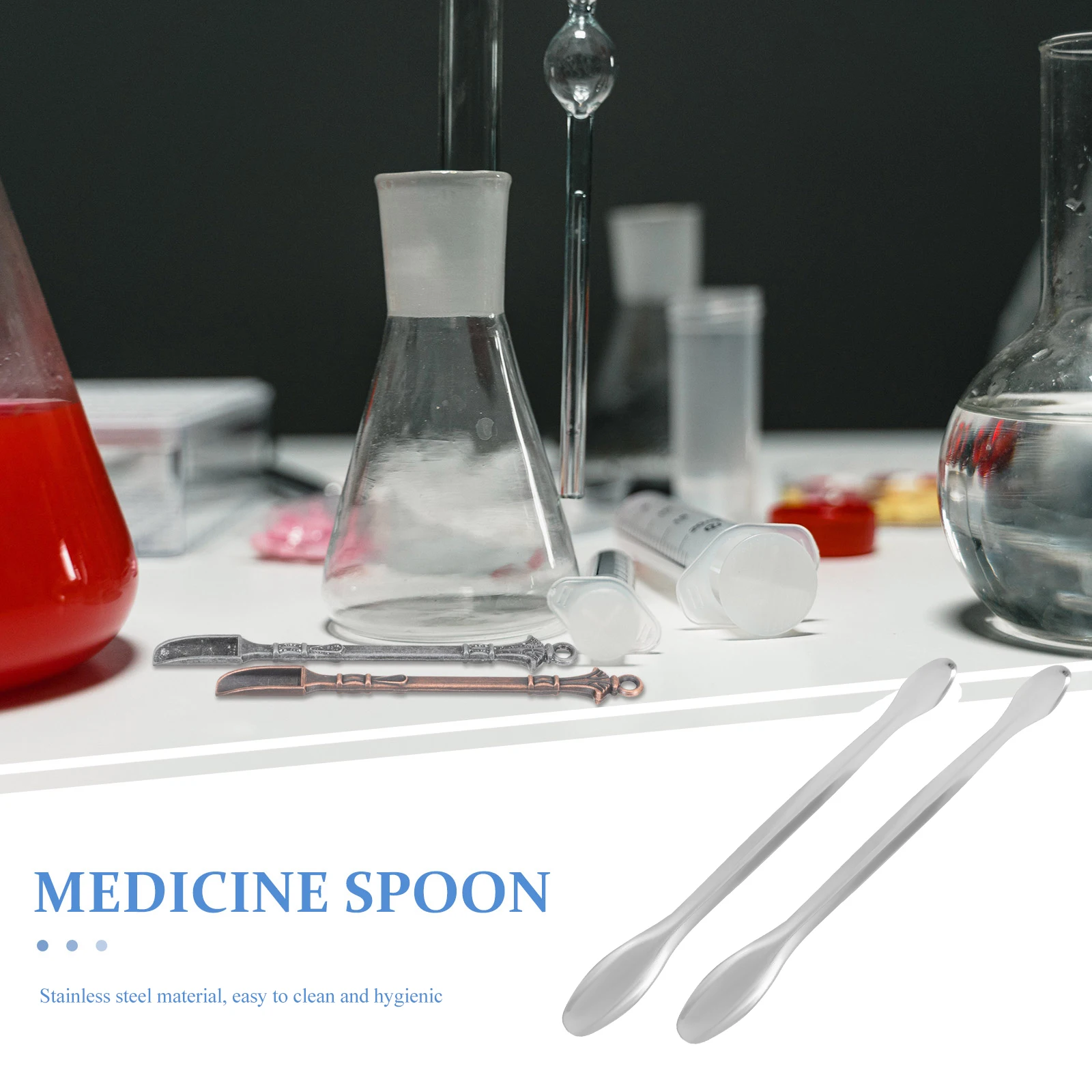 

10pcs Laboratory Sampling Spoon Stainless Steel Mini Scoop Measuring Spoon For Experiment Cosmetics Powders Research