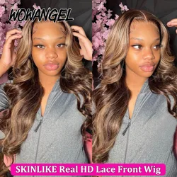 4/27 Highlight HD Lace Wig Ombre Colored 13x6 HD Lace Front Human Hair Wig Body Wave Invisible HD Transparent Lace Wig Melt Skin