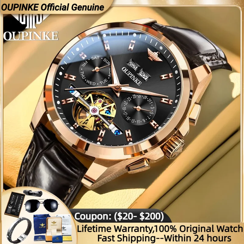 

OUPINKE 3291 Automatic Mechanical Watch Men Original Watches Multifunctional Chronograph Sapphire Mirror Luminous Wristwatch