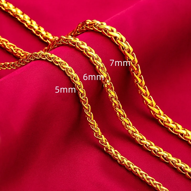 60 cm Long Necklaces For Men 5/6/7mm Weaver Braid Chain Men's Necklace Collar Hip Hop Jewelry Accessories Party Gifts Bijoux