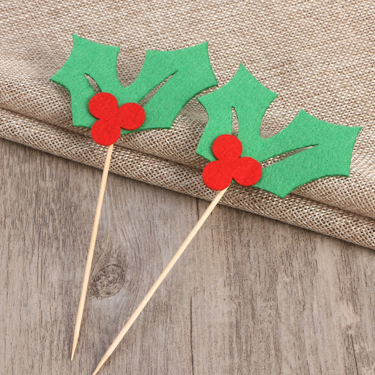 

10 Pcs Christmas Decorative Flag Cupcake Pick Picks Xmas Decorations Pearlescent