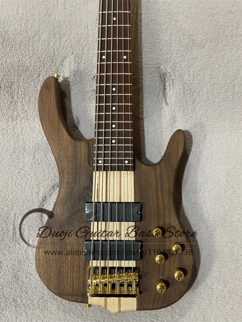 6 Strings Electric Bass Guitar Maple Neck Though Walnut Body Rosewood Fingerboard Gold Hardware customization