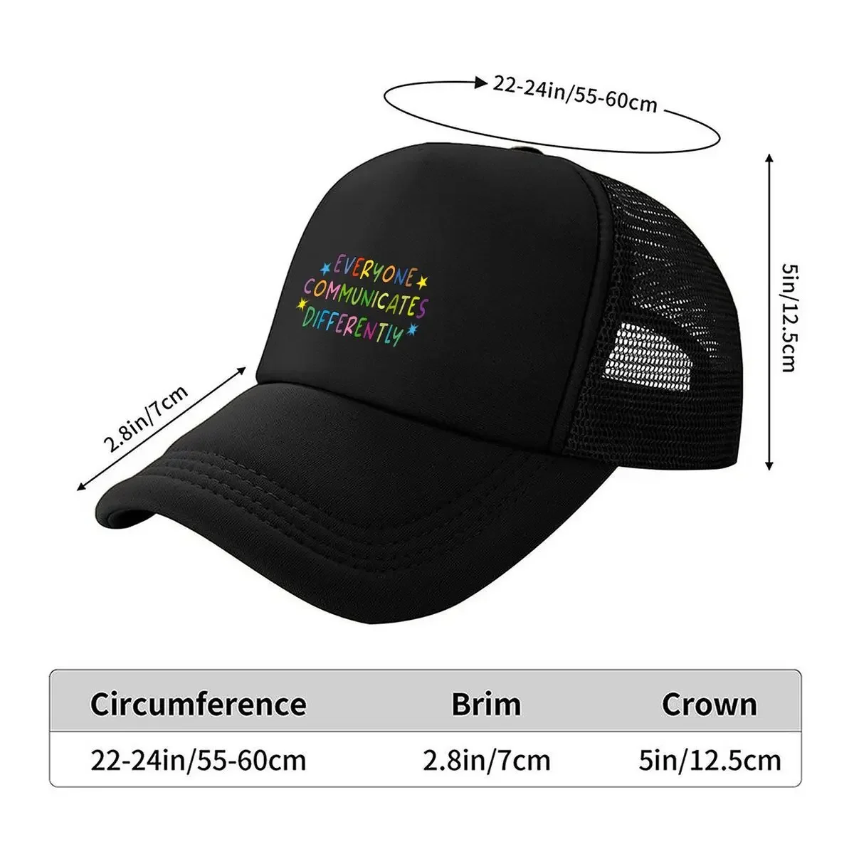 New Everyone Communicate Differently Sticker Mesh Baseball Cap