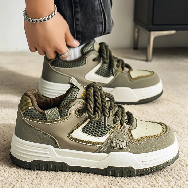 Class Fashion Chunky Bread Sneakers Soft Padded Upper Platform Casual Shoes Lightweight Anti Slip Lace‑Up Daily Walking Footwear