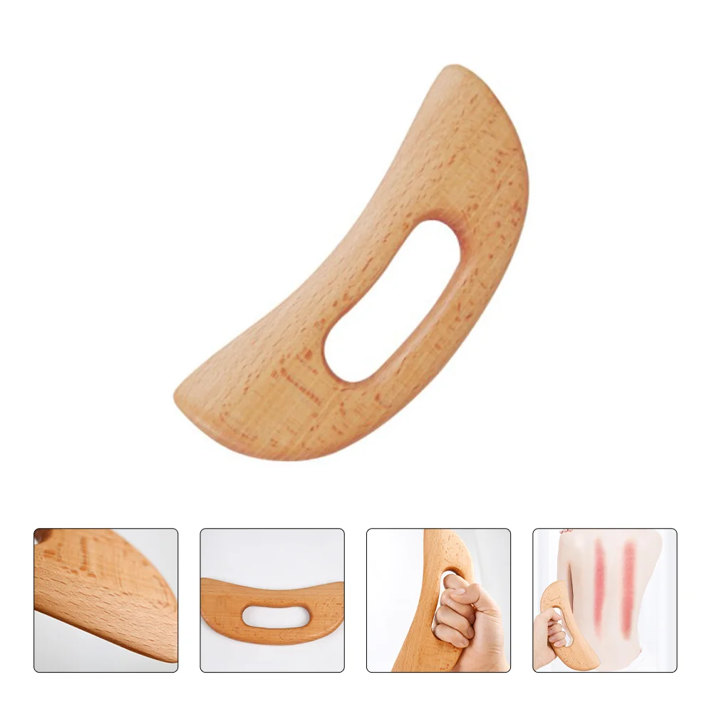 Gezichtsschraapbord Doorzichtige PVC-cadeautas Handheld Gua Sha-peddel 19X8X1CM Houten behuizing