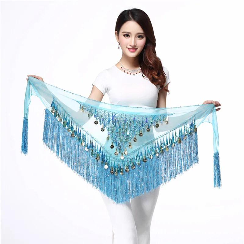 

Belly Dance Hip Towel Waist Chain Women's New Fringed Sequined Triangle Towel Waist Towel