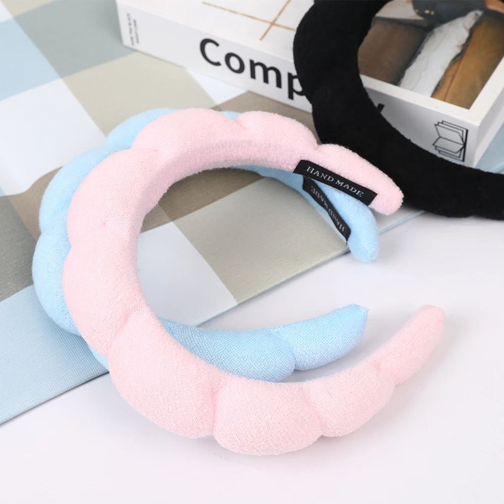 Twine Sponge Hair Hoop Fluffy Hair Bands For Women Girls Solid Color Headbands Soft Comfortable Hair Hoop Make Up Accessories