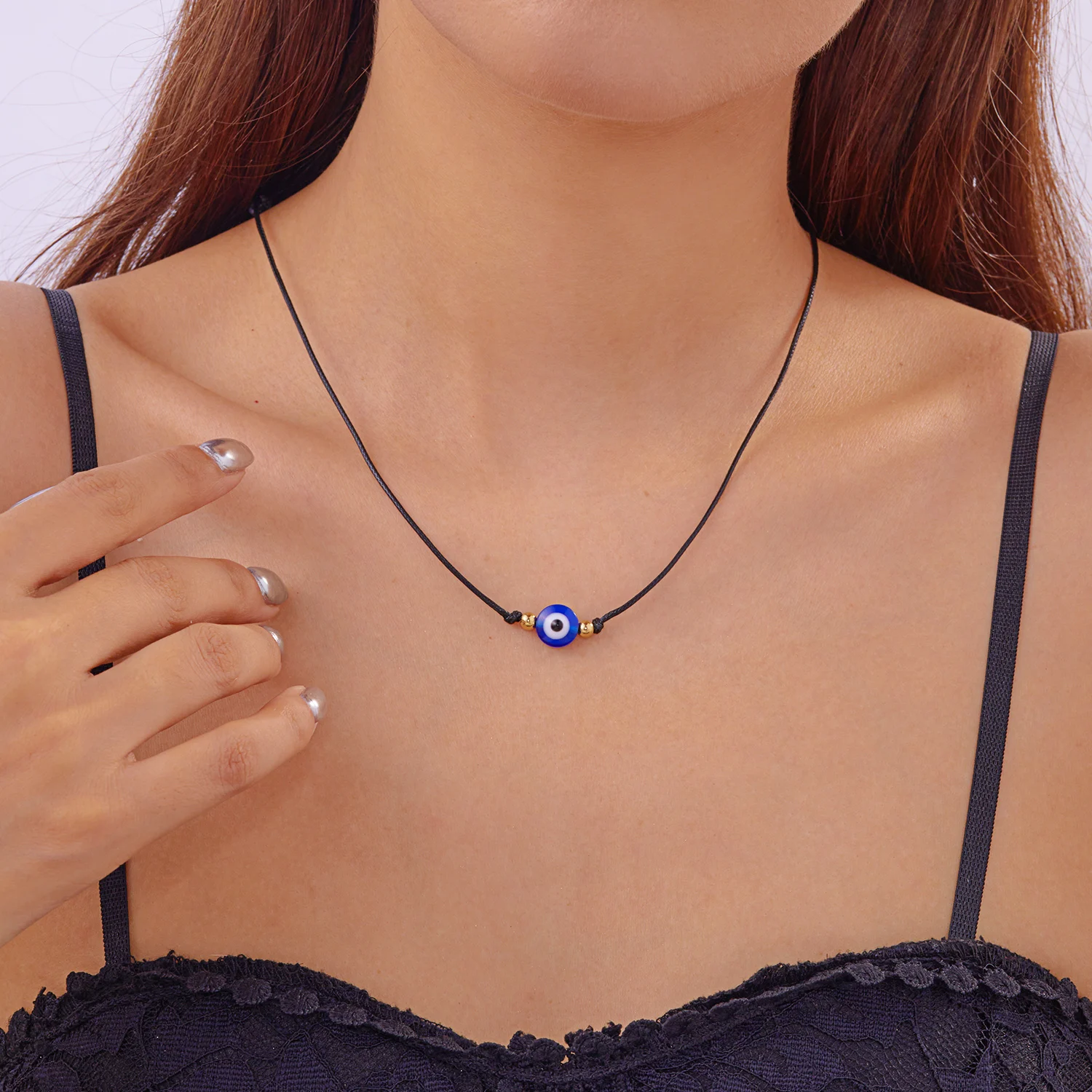 Minimalistische Lucky Red Rope Eye Anhänger Halsketten für Frauen Männer Mode Türkische Blaue Evil Eye Halsketten Party Schmuck Geschenke – Detail 12