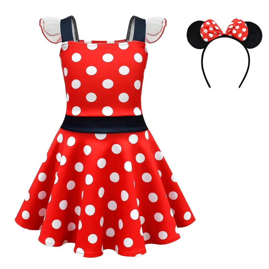 Summer Polka Dot Baby Girl Casual Dress Kids Toddler Mickey Minnie Cartoon Clothes Girls Cute Princess Sling Ballerina Dresses