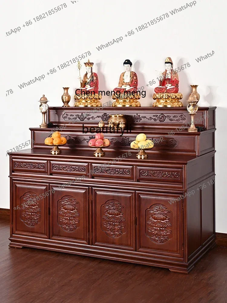 

X Solid wood three-layer Buddhist table incense case household new Chinese Shentai rural hall living room Buddhist cabinet
