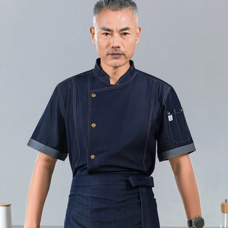 short-sleeved-chef-uniform-for-hotel-chefs-men's-restaurant-kitchen-chef-clothing-summer-breathable-chef-workwear