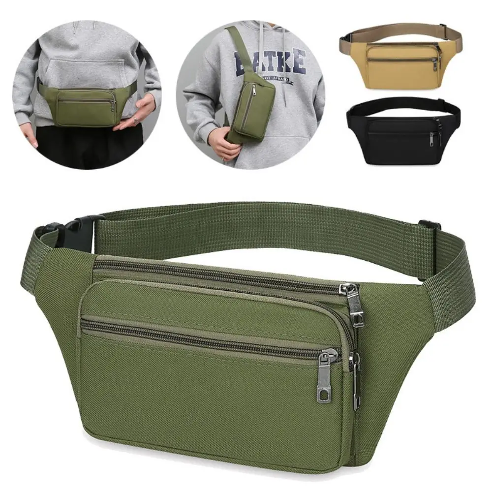 

Canvas Waist Bag Multi-compartment Sports Chest Bag Small Cloth Bag Mobile Phone Bag Fitness Bag Multi-functional Wallet