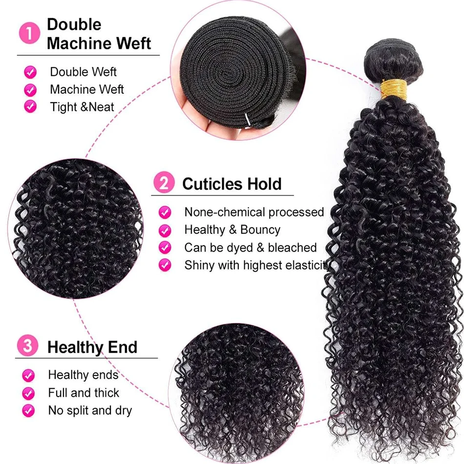 Peruvian Kinky Curly Human Hair Bundles 1/3/4 Pieces Jerry Curly Natural Hair Extensions Woman Wet And Wavy Human Hair Bundles