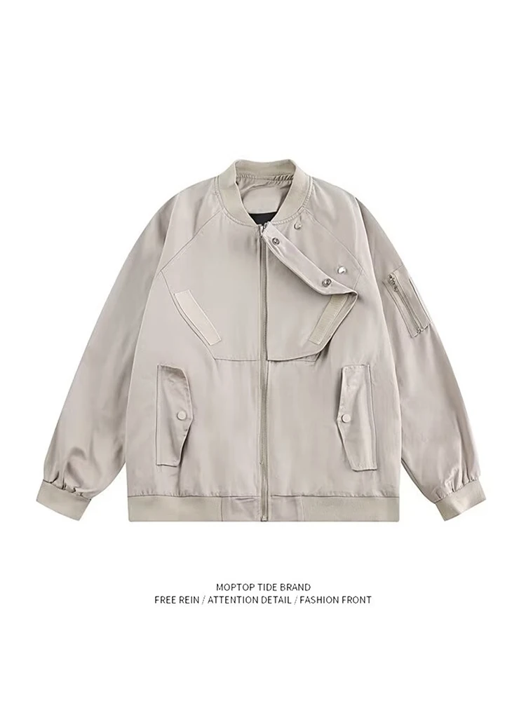 

Retro Japanese Streetwear Design Workwear Jaet Men's Loose Baseball Sle New Autumn Faion Polyester Windproof Long Sve