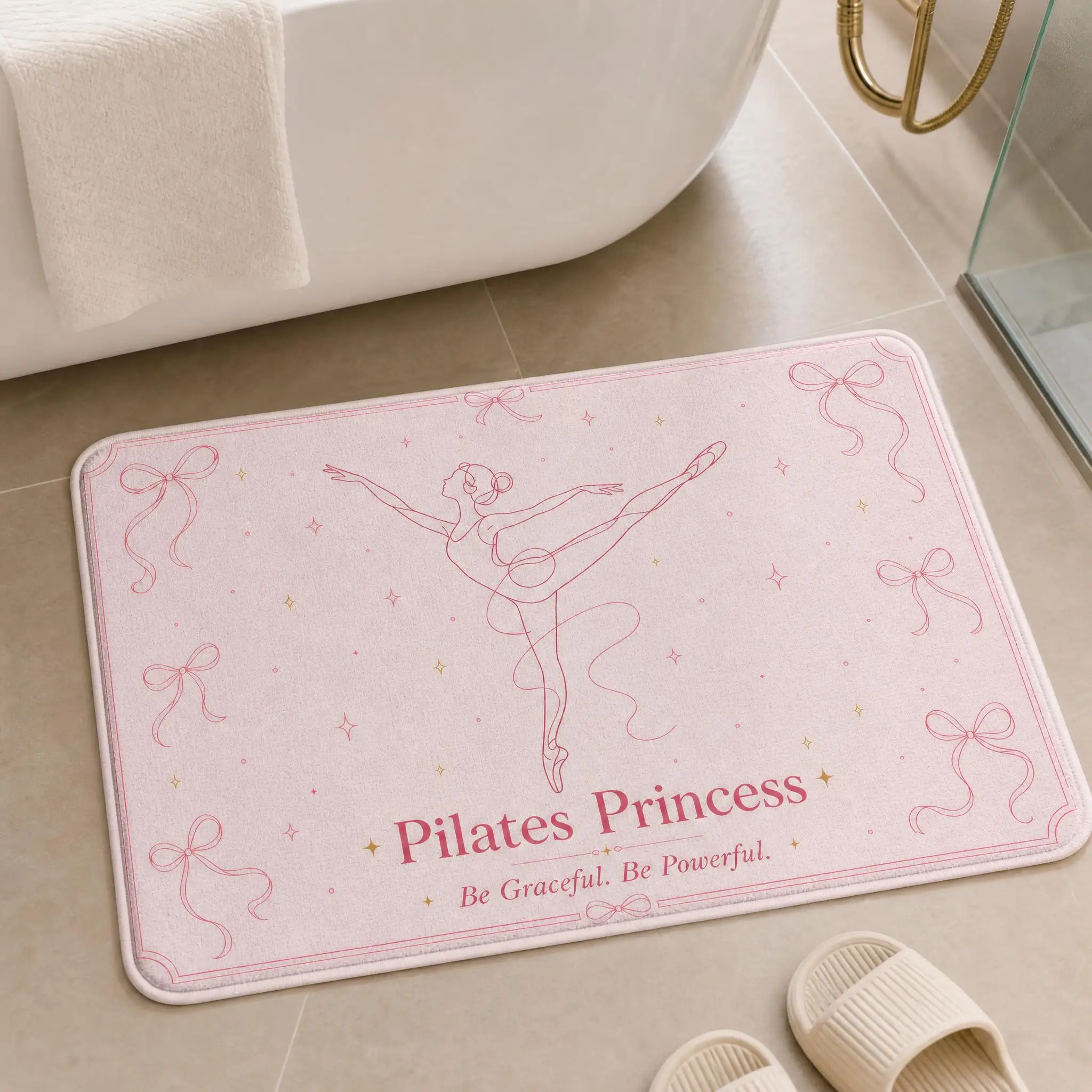 Pink Bow Ballet Line Art Floor Mat, Suitable For Decorating Living Rooms And Bedroom Entrances, A Unique Holiday Gift view 6