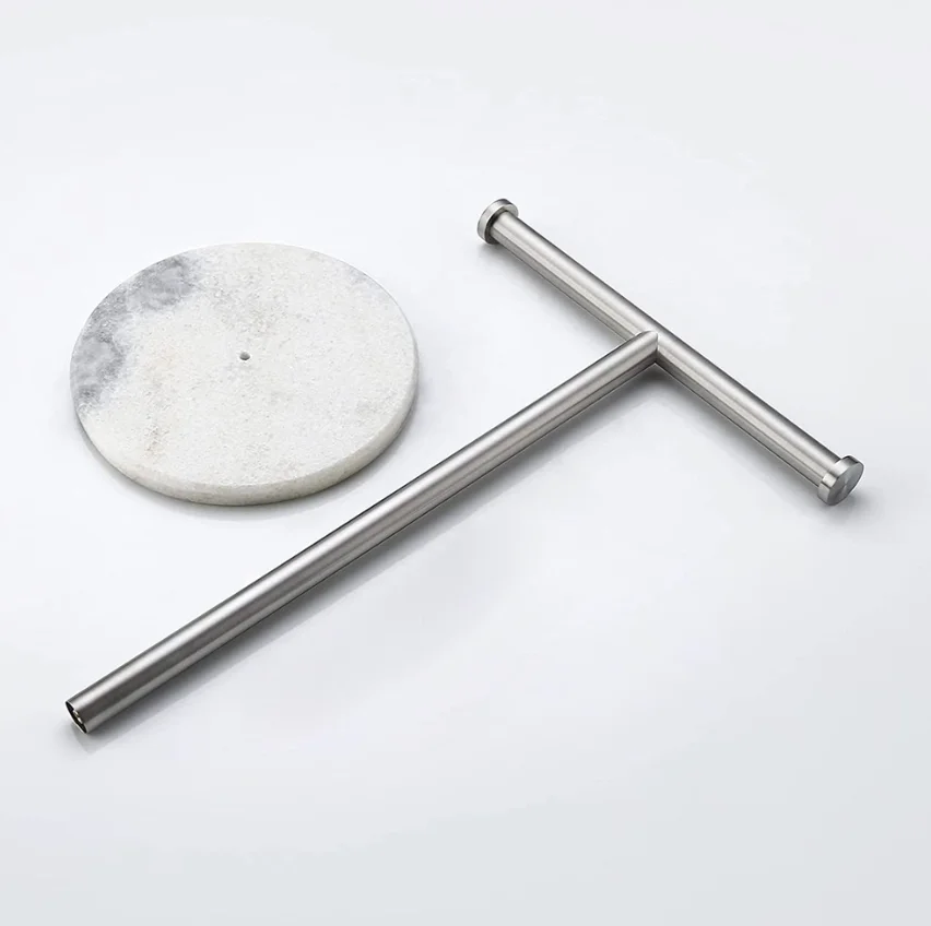 Marble base towel bar Removable stainless steel vertical towel holder Toilet paper holder