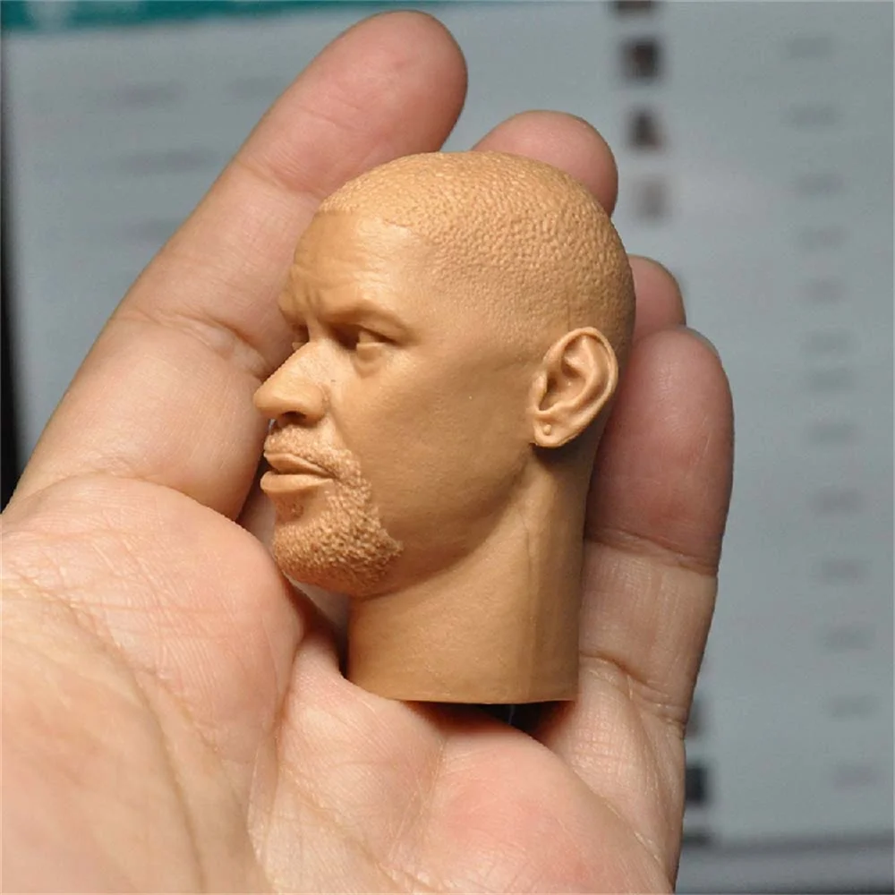 Cabeça Sculpt Modelo para Action Figure Dolls, Denzel York, sem pintura, 12 ", 1:6 Escala