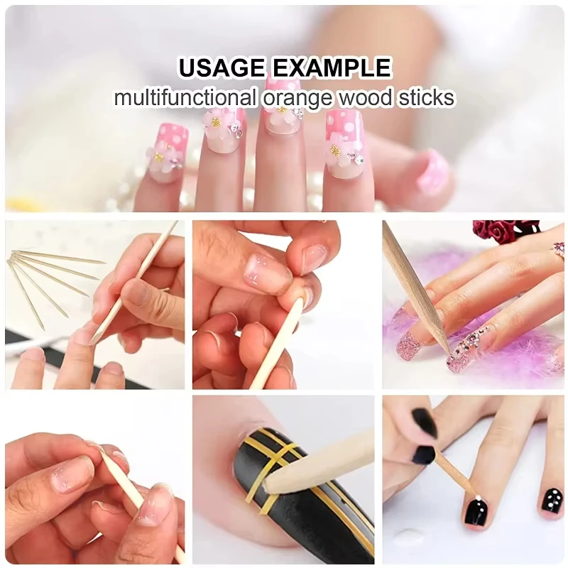 50/100 قطعة عصا خشبية برتقالية مسمار الفن دافعات أدوات إزالة الجلد الميت ل مانيكير باديكير جيل للأظافر البولندية الرعاية اللوحة عصا #5