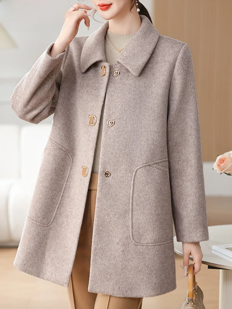 

Double-Faced Woolen Coat for Women Spring Autumn 2025 New Sle Mom's Spring Faion Lady Brand Mid-Length Coat Korean Sle ...