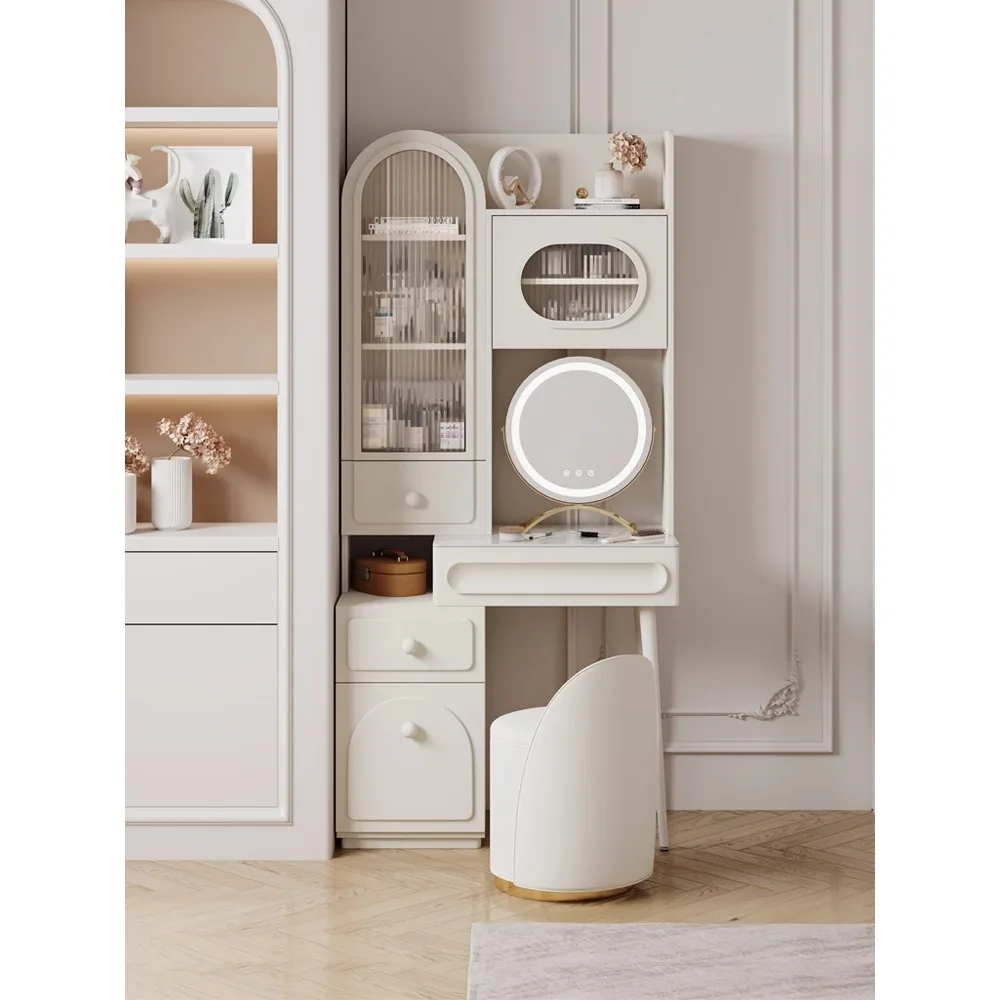 Cream wind dresser storage cabinet integrated small bedroom modern minimalist solid wood makeup table luxury advanced.