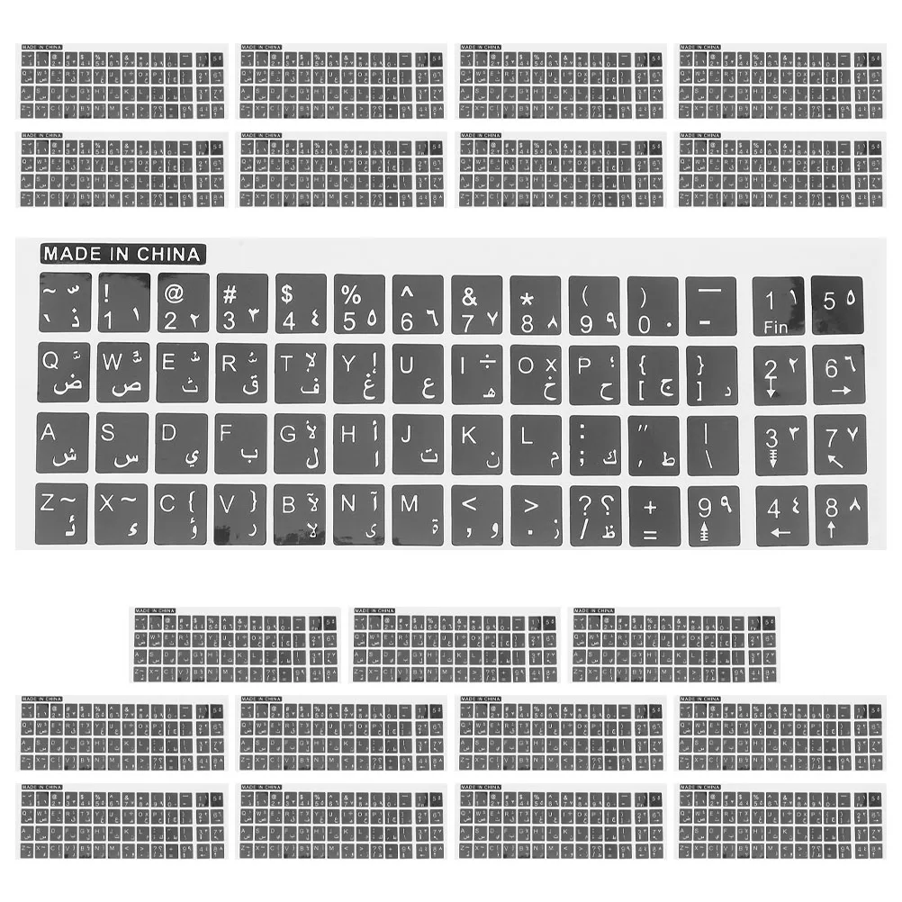 

20 Sheets Glossy Multilingual Keyboard Stickers Durable Anti Slip Computer Key Board Replacement Letters For Laptop Desktop