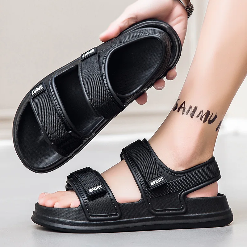 Men Hook&loop Sandals Slip-on Men Summer Platform Wedge Slides Breathable Slippers Comfortable Pvc Shoes Breathable Beach Shoes