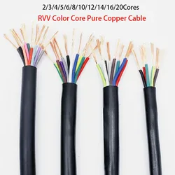 Multicore Color Cable 28/24/22/20AWG Cable RVV 2/3/4/5/6/8/10/12/14/16/20/24Core Control Signal Cable Copper Wire Electric Wire