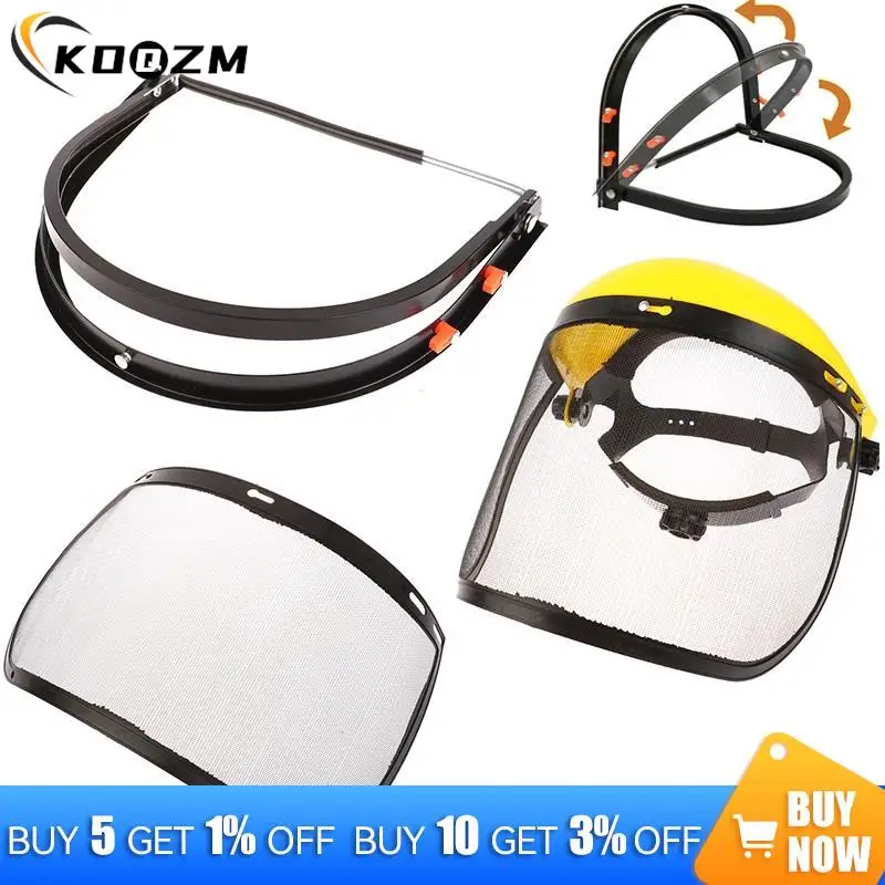 1PCS Garden Grass Trimmer Safety Helmet Hat With Full Face Mesh Visor For Logging Brush Cutter Forestry Protection Metal+Plastic