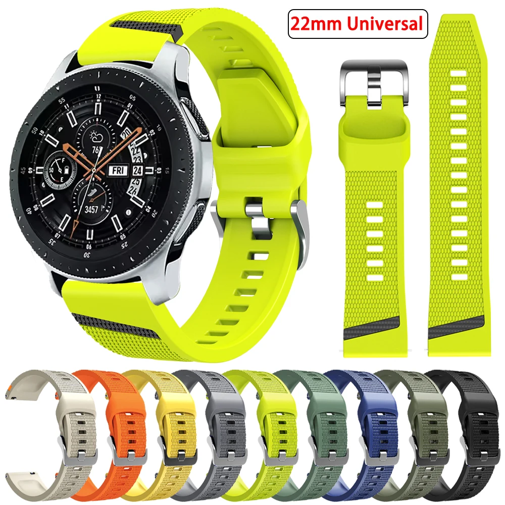 22mm Silicone Strap For Samsung Galaxy Watch 3 45mm 46mm/Gear S3 Classic Frontier WatchBand For Huawei GT 7 7Pro 47mm Sport Band