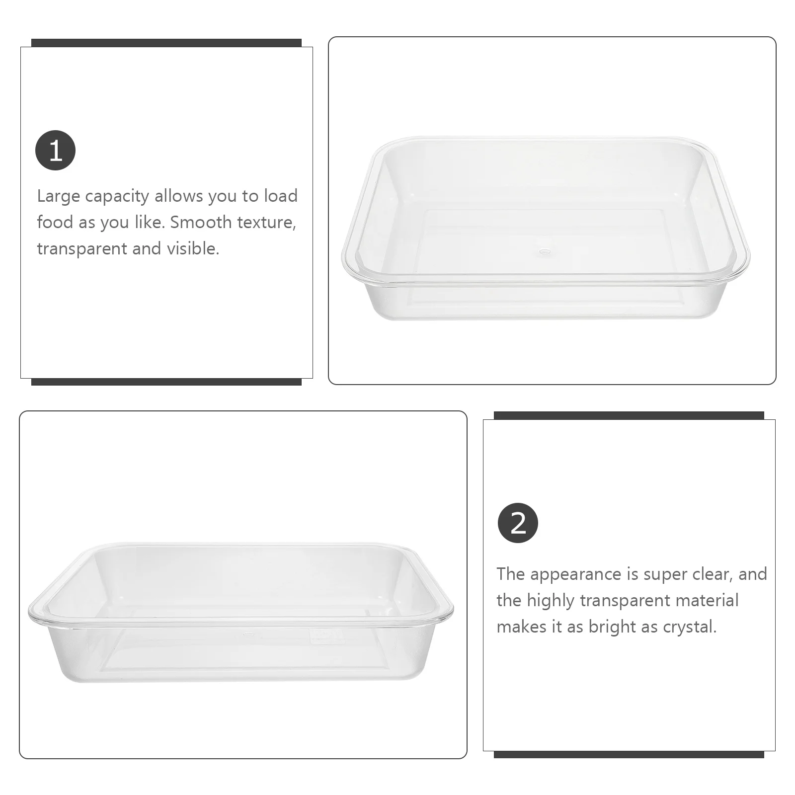 

Acrylic Transparent Tray Rectangular Storage Plate Multi-Function Kitchen Accessory Non-Slip Frost Bottom Large Capacity Home