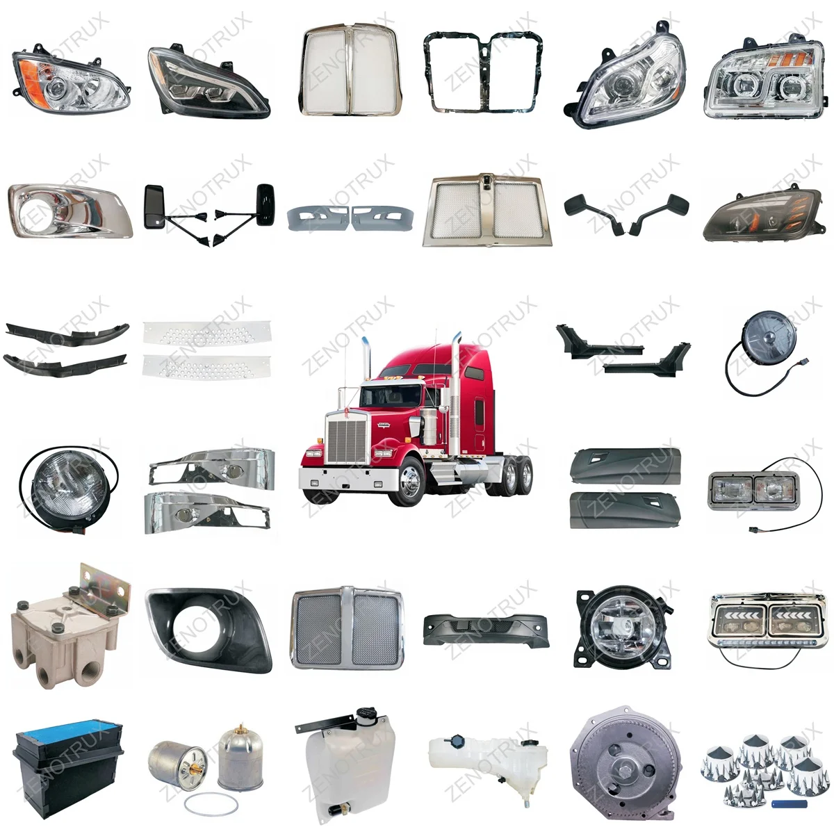 ABS Chrome Wheel Cover Kit Includes 2 Front Covers and 4 Rear Covers for Semi-Truck
